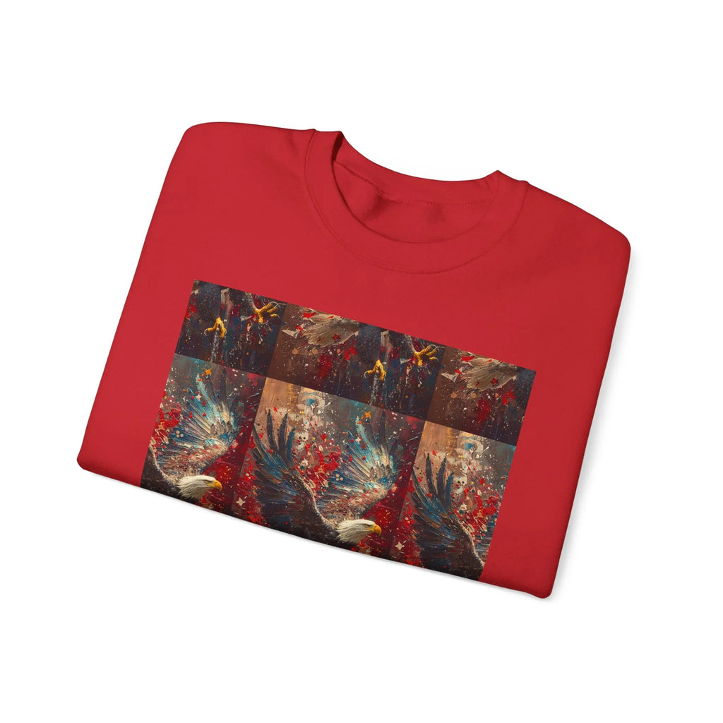 God Bless America Eagle Artwork crewneck sweatshirt | Patriotic eagle collage - 250 USA Celebration