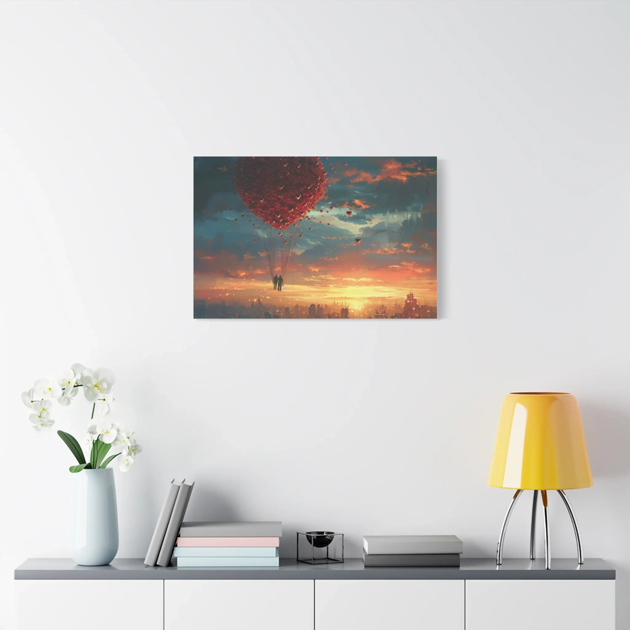 Romantic Canvas Wall Art, Love, Heart Balloon Art, Gift for Couples, Valentines Wall Decor, Valentine's Day Women's Merchandise, Valentines - 250 USA Celebration