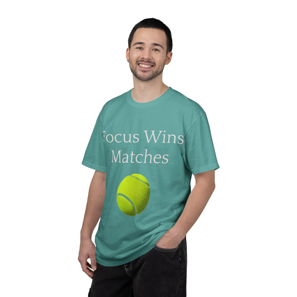 Focus Wins Matches Tennis Ball T-shirt | Tennis Graphic Tee - 250 USA Celebration
