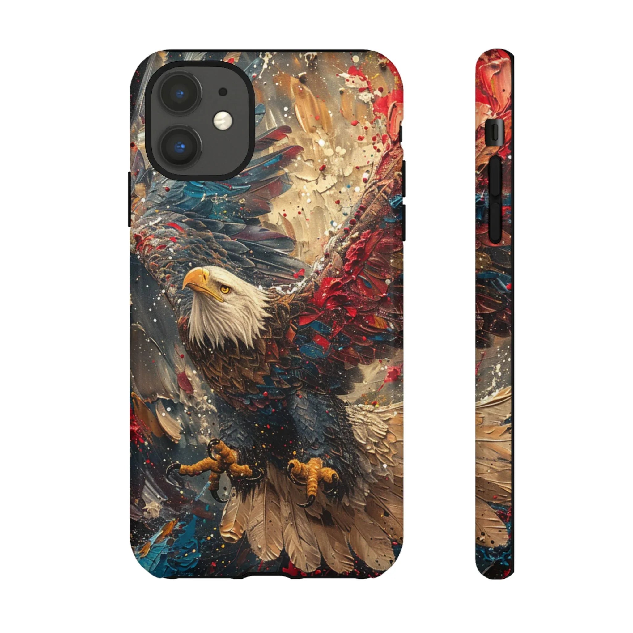 Patriotic Bald Eagle Tough Case | iPhone Phone Case, Red Blue Feather Art - 250 USA Celebration