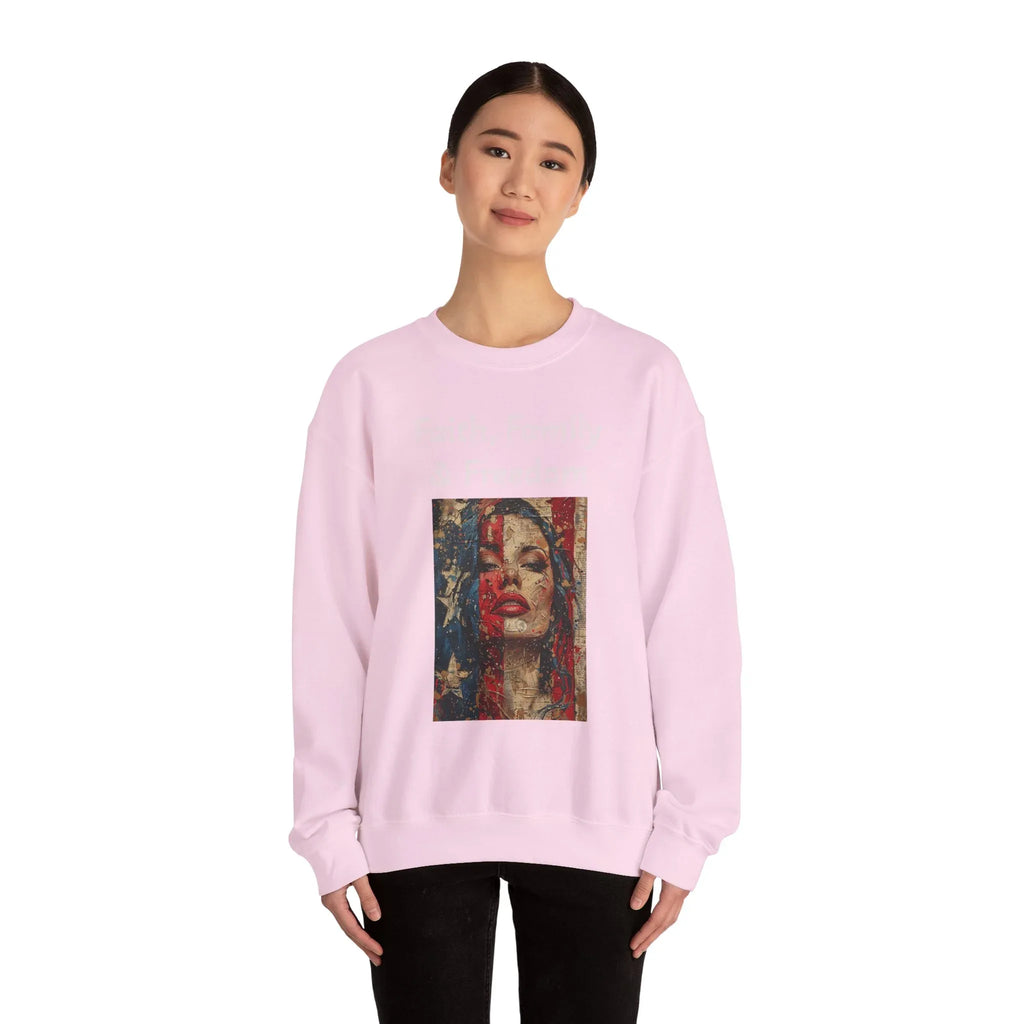 Patriotic Womens Merchandise, American Flag Apparel, USA Womens Crewneck Sweatshirts, Patriotic Dresses, Women's DayGear, Womens Sweatshirts - 250 USA Celebration