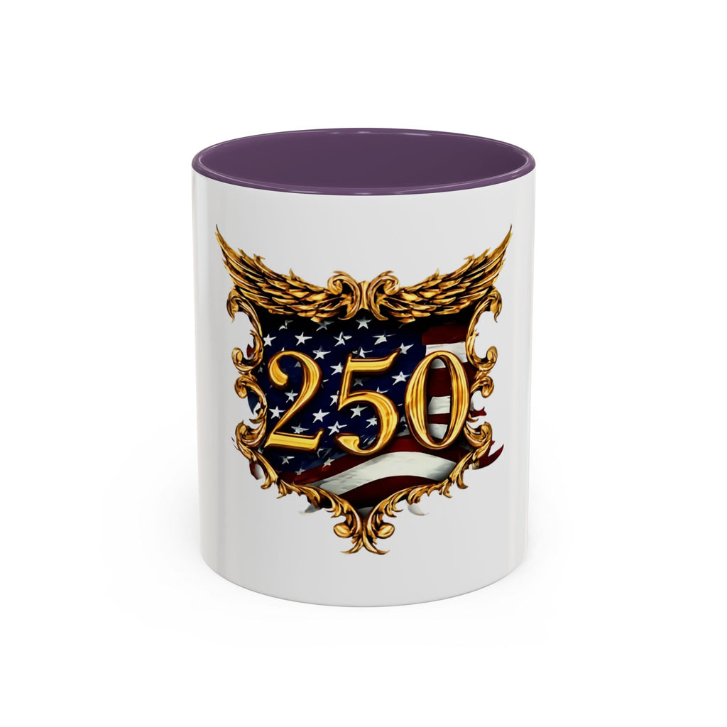 250th Anniversary American Flag Accent Coffee Mug — Patriotic 250th Year Anniversary Celebration Gift
