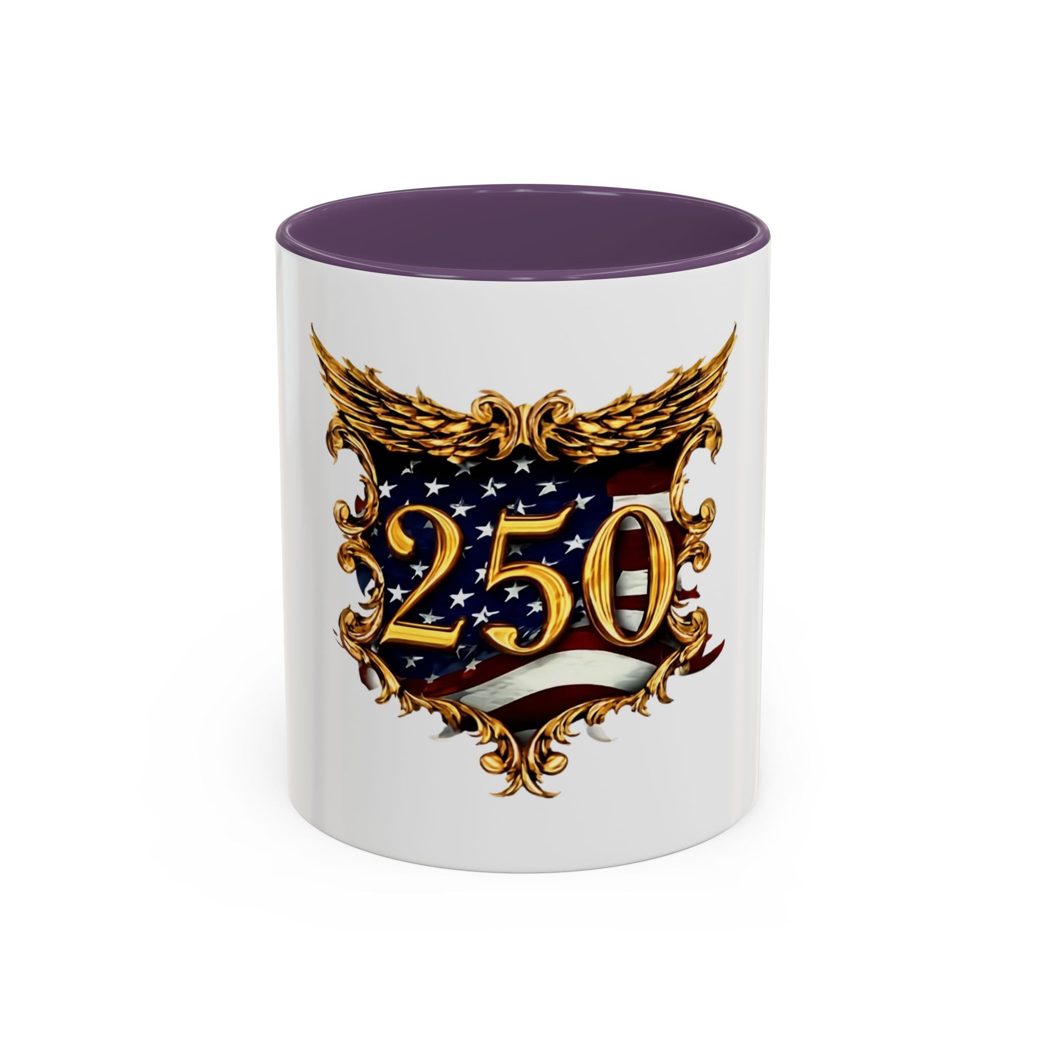 250th Anniversary American Flag Accent Coffee Mug — Patriotic 250th Year Anniversary Celebration Gift