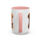 Cute French Bulldog Holding Red Heart Accent Coffee Mug | Puppy Cartoon Illustration - 250 USA Celebration