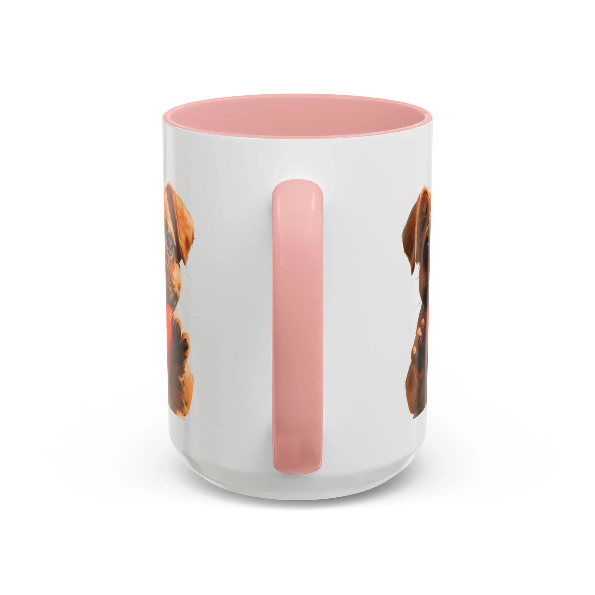 Cute French Bulldog Holding Red Heart Accent Coffee Mug | Puppy Cartoon Illustration - 250 USA Celebration