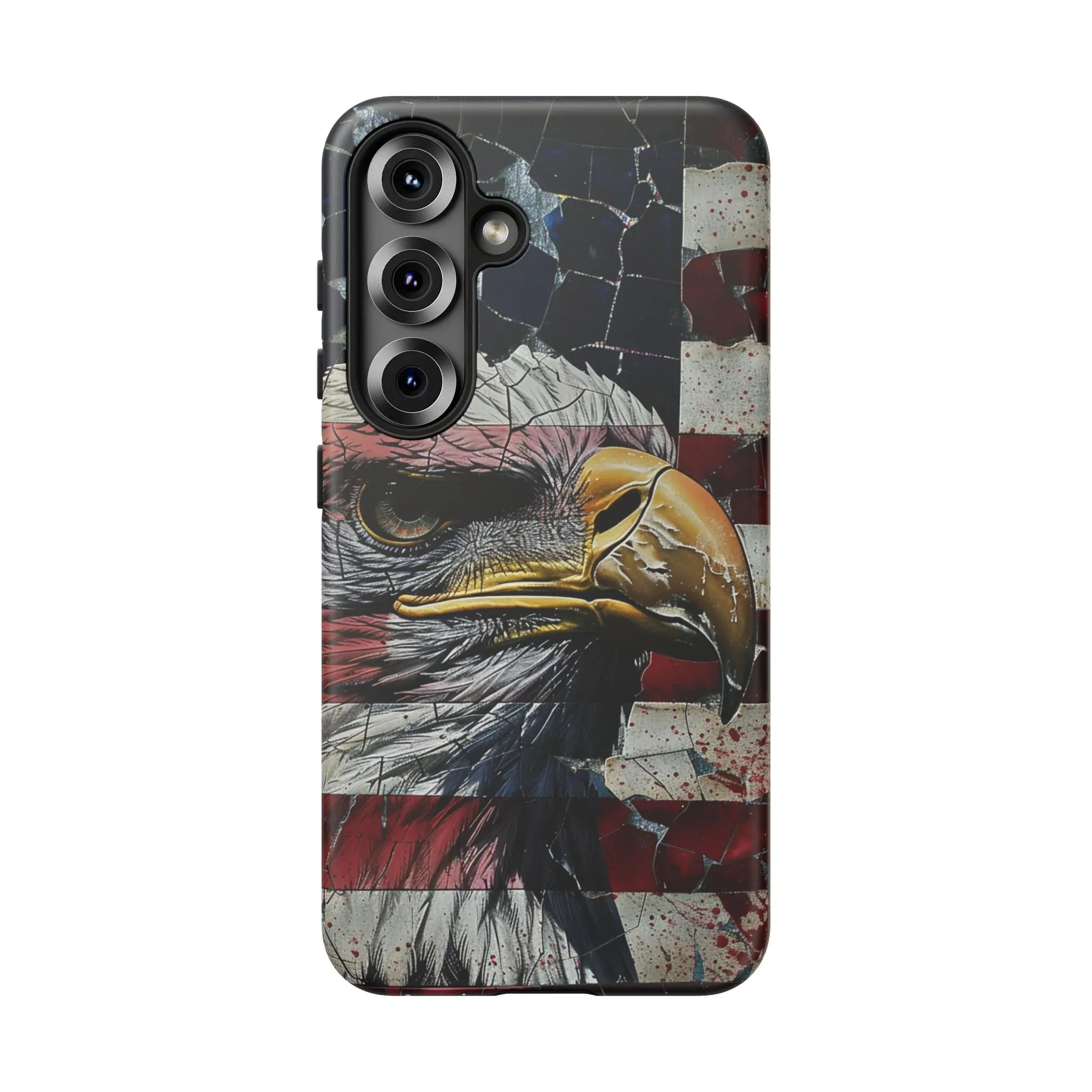American Flag Bald Eagle phone case | Patriotic iPhone cover, cracked vintage flag design - 250 USA Celebration