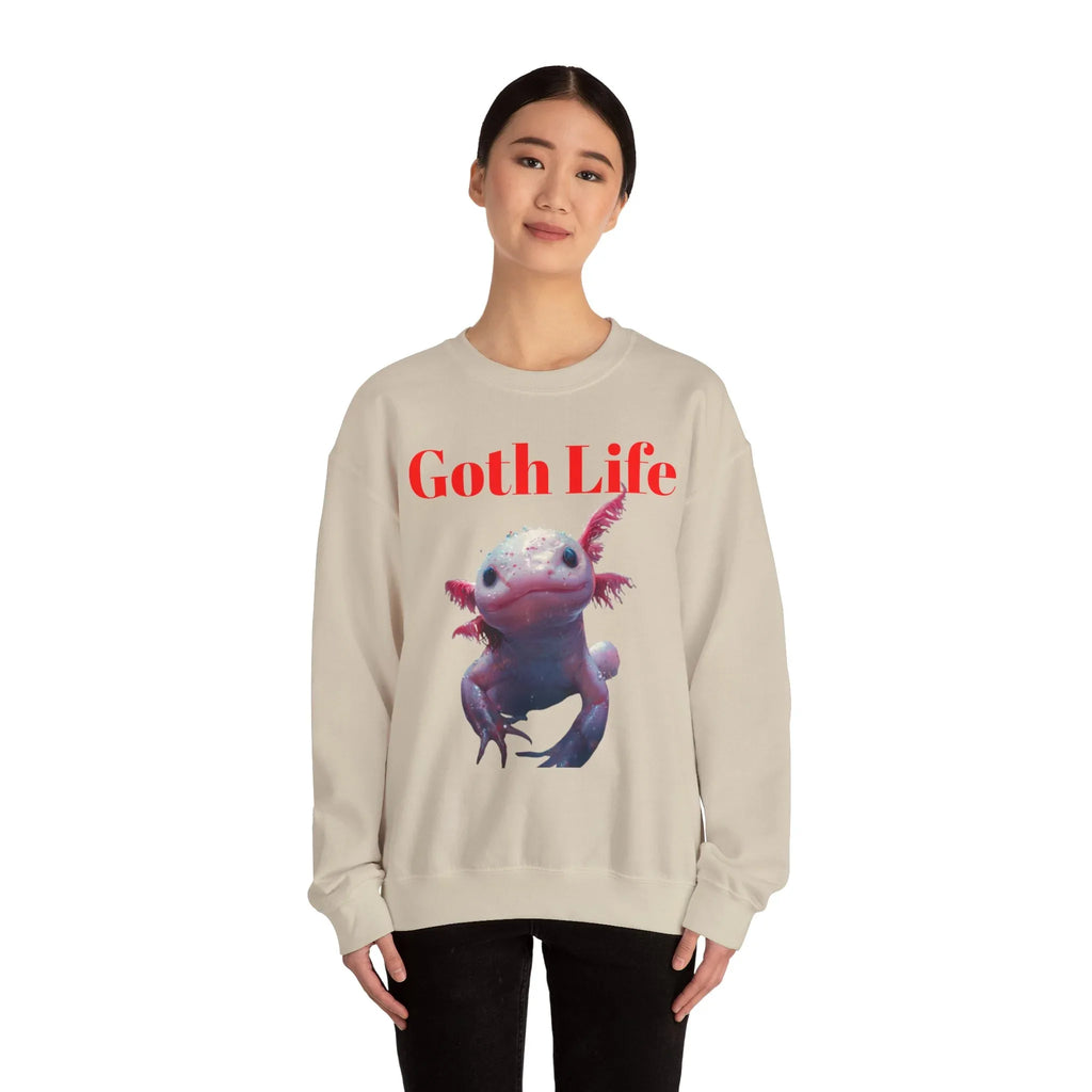 Goth Life Axolotl Sweatshirt | Cute Goth Axolotl Illustration - 250 USA Celebration
