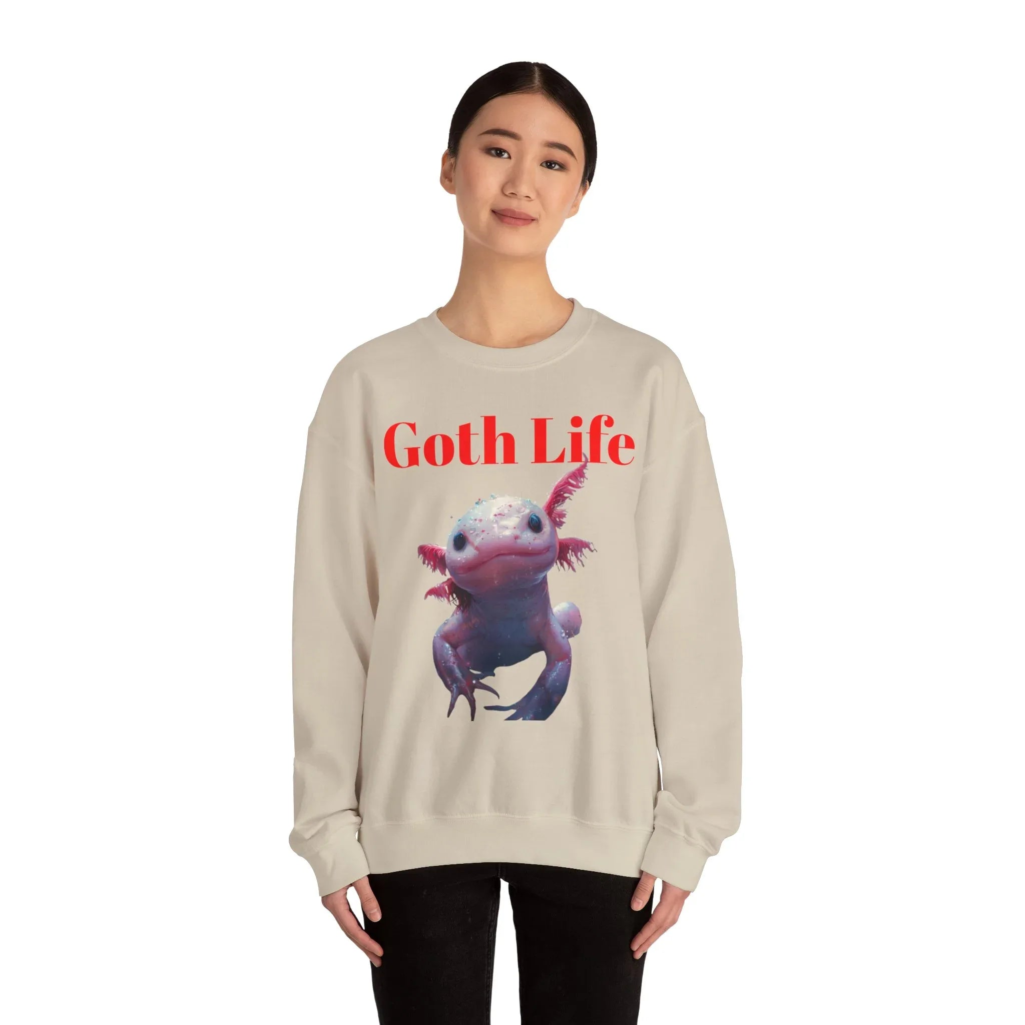 Goth Life Axolotl Sweatshirt | Cute Goth Axolotl Illustration - 250 USA Celebration