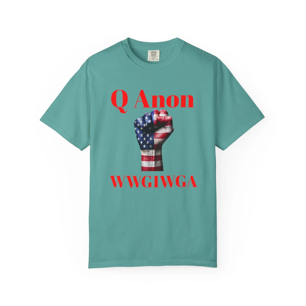 Q Anon Fist T-shirt | WWG1WGA Print - 250 USA Celebration
