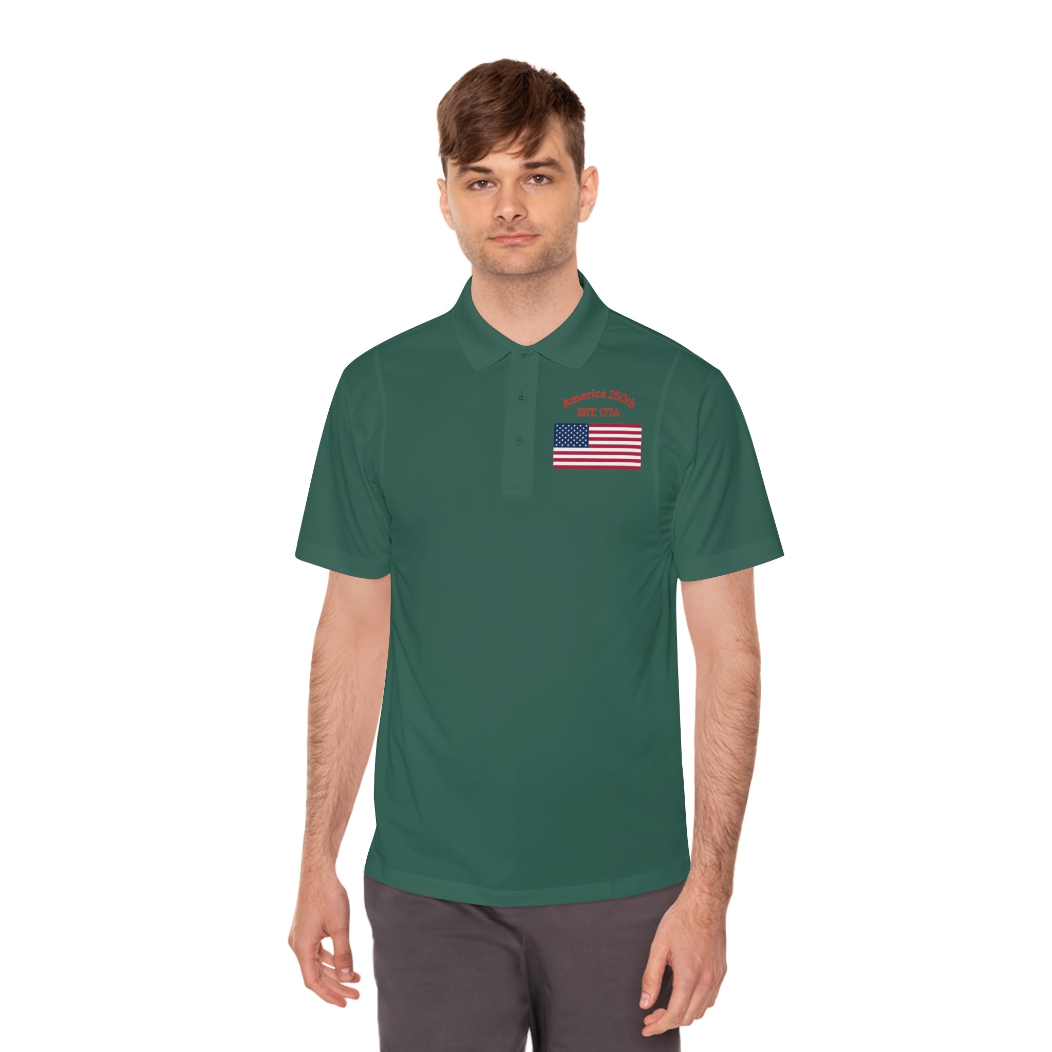 The "Legacy Portrait" Sport Polo – America 250 Signature Series - Men's Sport Polo — America 250 Commemorative Flag Wave Polo