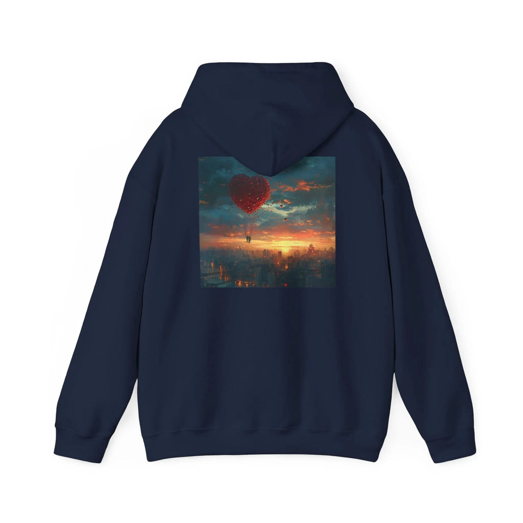 Romantic Sunset Hoodie with Hot Air Balloon, Unisex Sweatshirt for Valentines Day, Valentine's Day T-Shirts, Personalized Valentine's Gifts - 250 USA Celebration