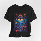 Glowing Third Eye Psychedelic Mushrooms T-Shirt | Neon Lava Lamp Blacklight - 250 USA Celebration