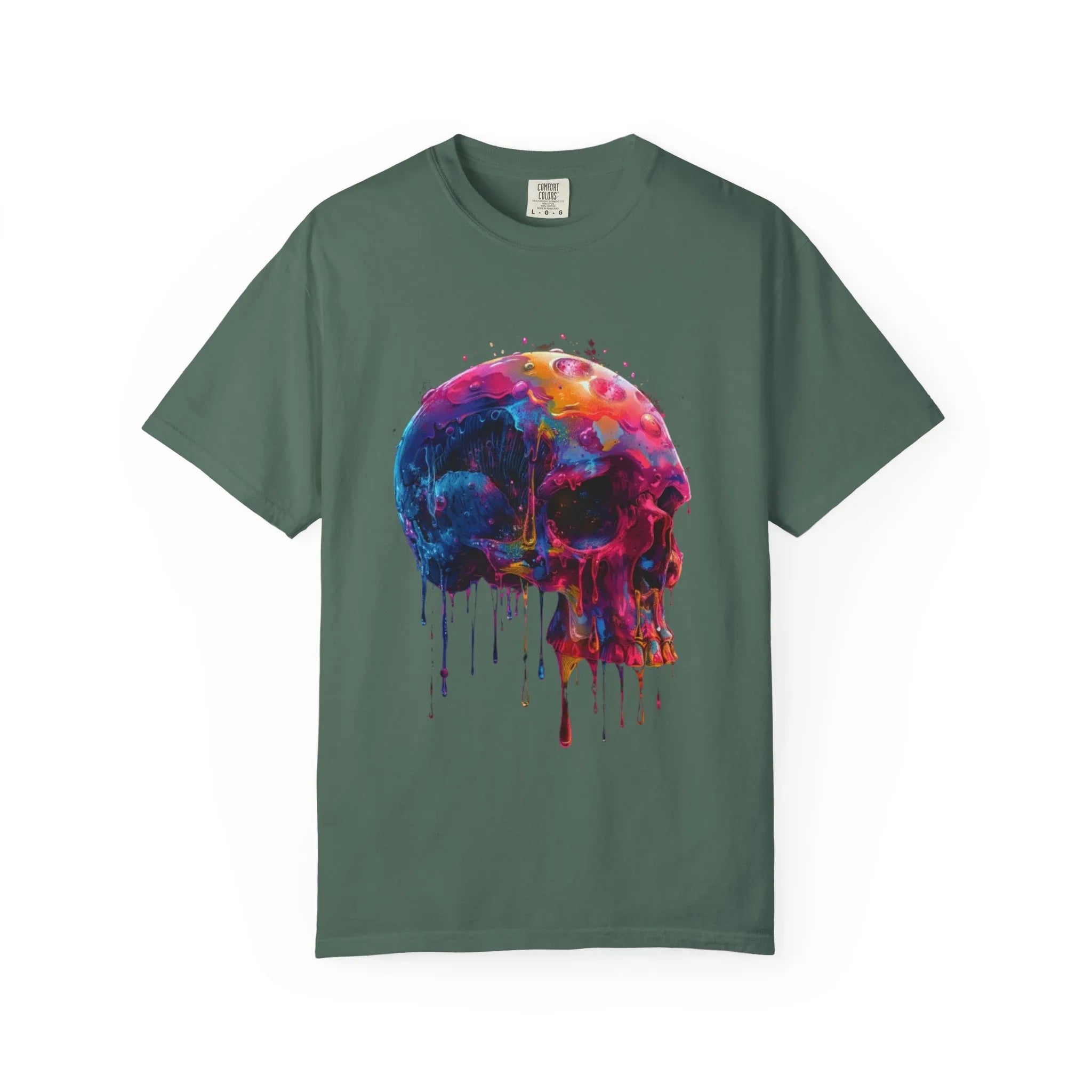 Colorful Drip Skull T-shirt | Watercolor Skull Shirt, Artistic Gothic Tee - 250 USA Celebration
