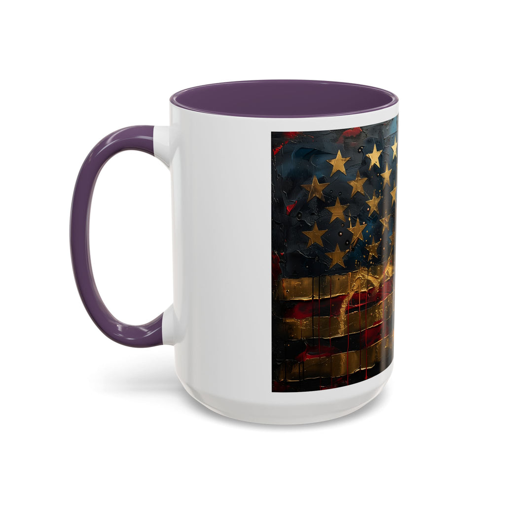 Distressed American Flag Accent Coffee Mug — Patriotic 11/15oz