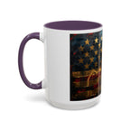 Distressed American Flag Accent Coffee Mug — Patriotic 11/15oz