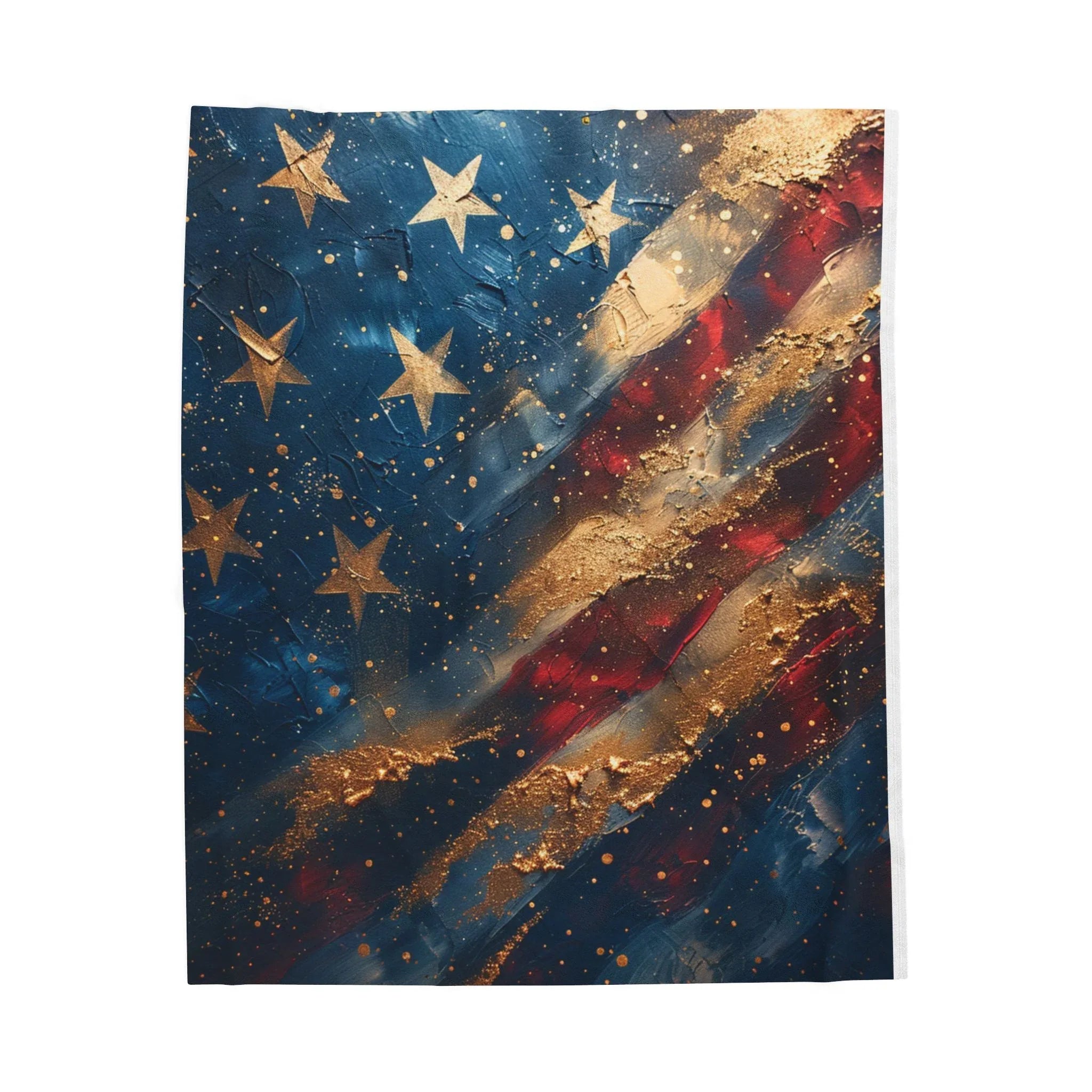 Abstract American Flag Velveteen Plush Blanket | Stars Stripes Patriotic Decor - 250 USA Celebration