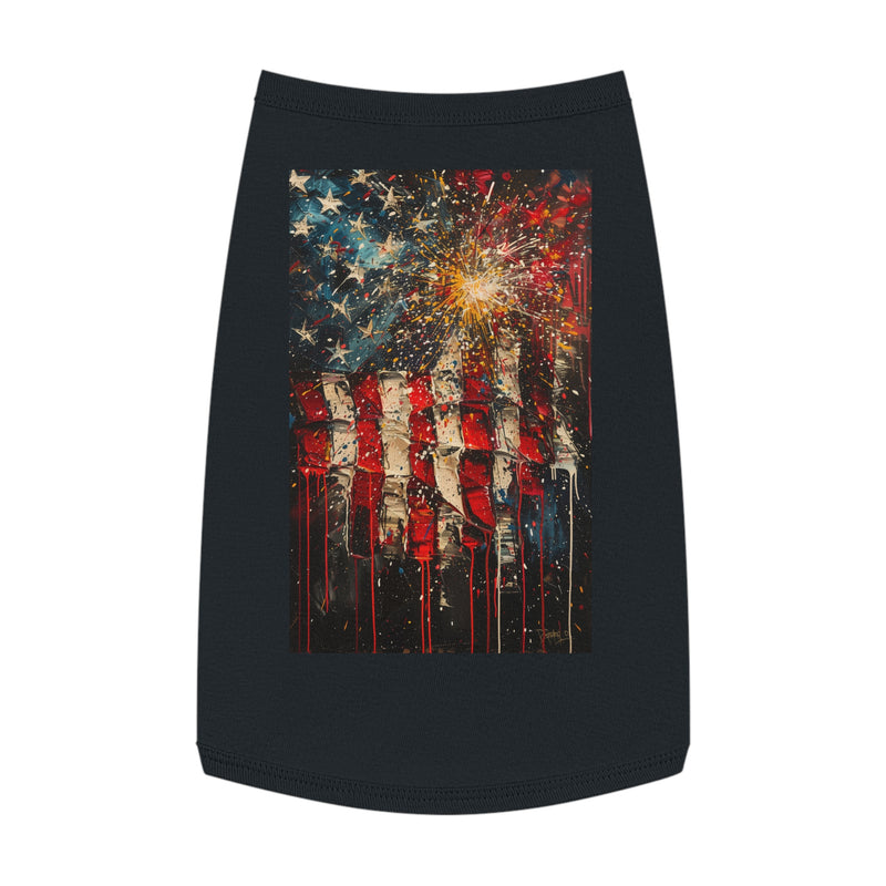 Patriotic Fireworks American Flag Pet Tank Top — 4th of July Dog Shirt