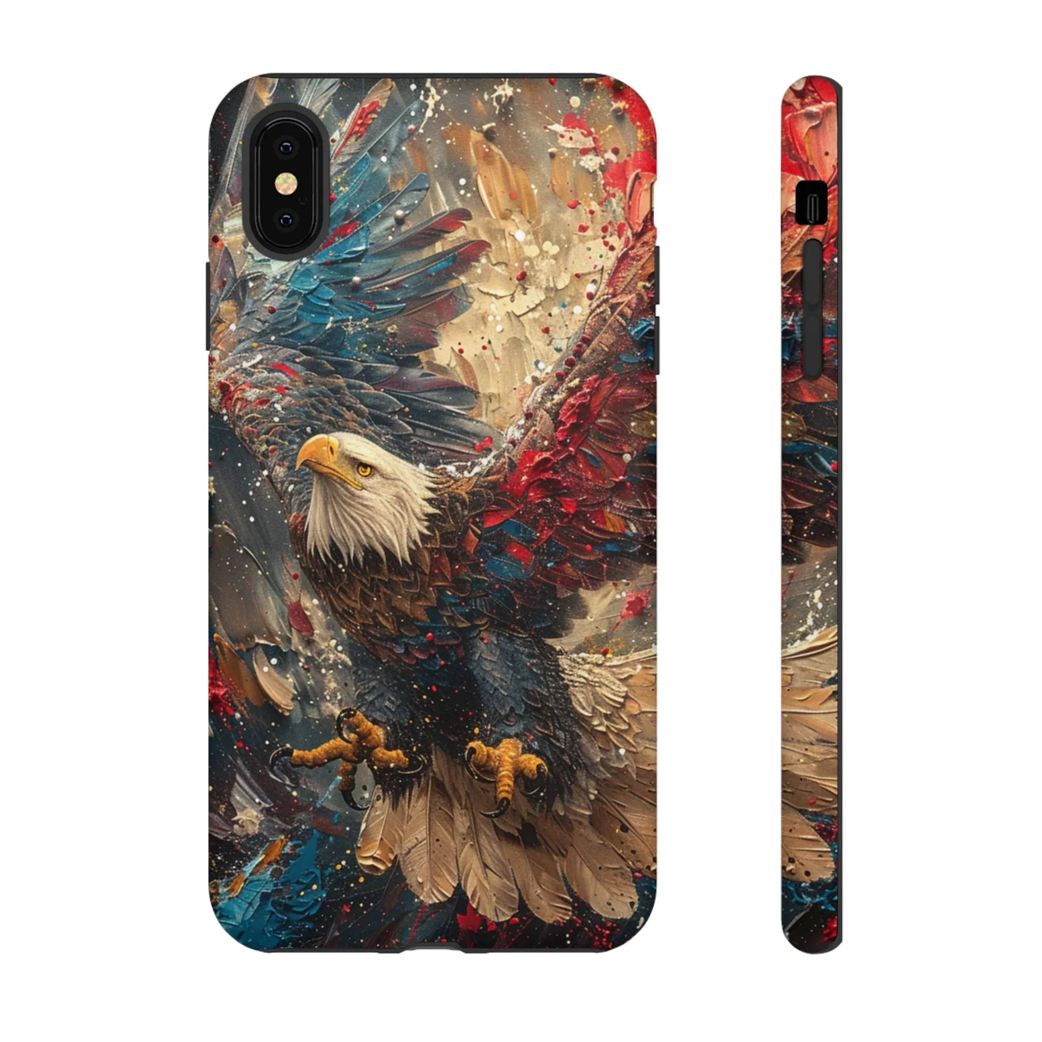 Patriotic Bald Eagle Tough Case | iPhone Phone Case, Red Blue Feather Art - 250 USA Celebration