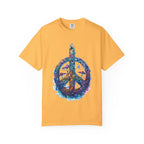 Psychedelic Mushroom Peace Sign T-Shirt | Neon Tie-Dye 60s Hippie Poster - 250 USA Celebration