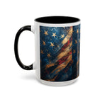Distressed American Flag Accent Coffee Mug | 11oz 15oz - 250 USA Celebration