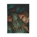 Woman Cuddling Dragon Velveteen Blanket | Fantasy Art Plush Throw - 250 USA Celebration
