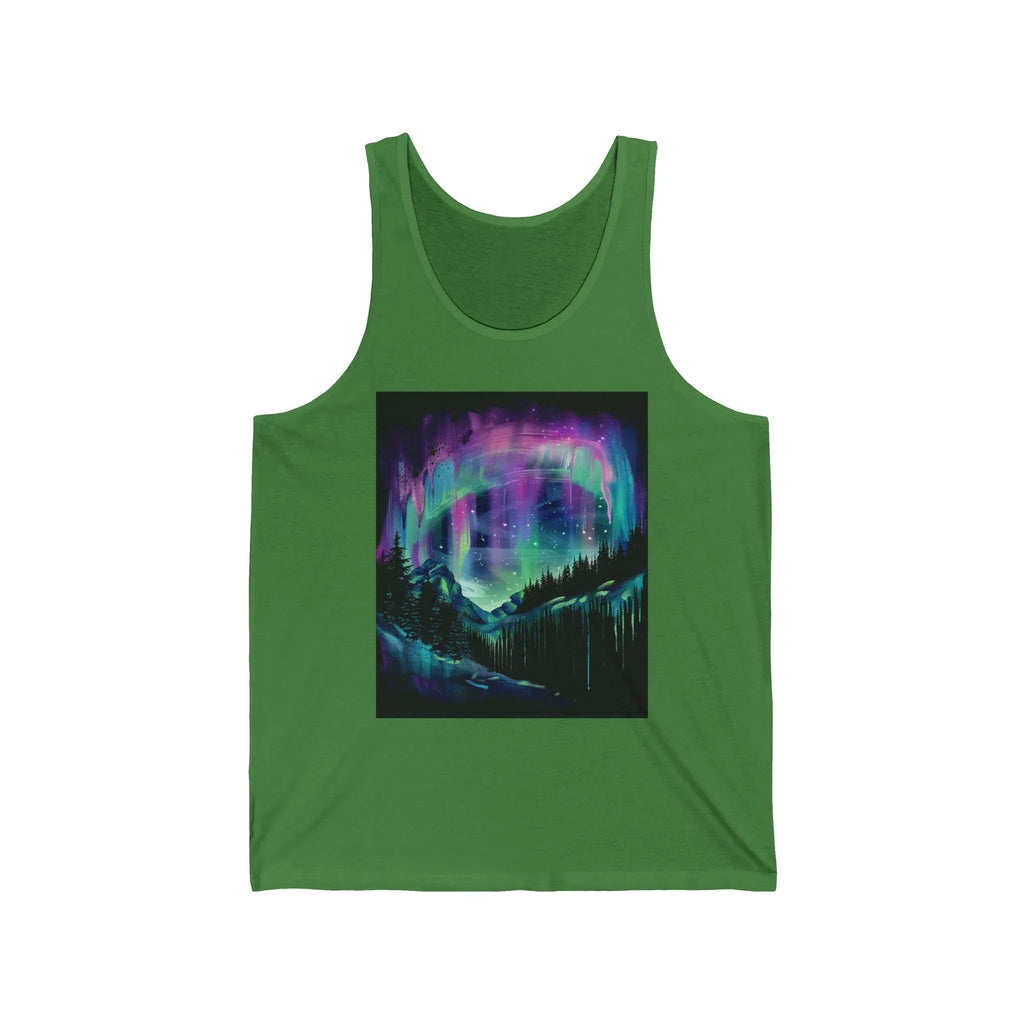 Aurora Borealis Tank top Northern Lights Night Sky, abstract art t-shirt, abstract graphic tee women, girls abstract shirt, modern abstract - 250 USA Celebration