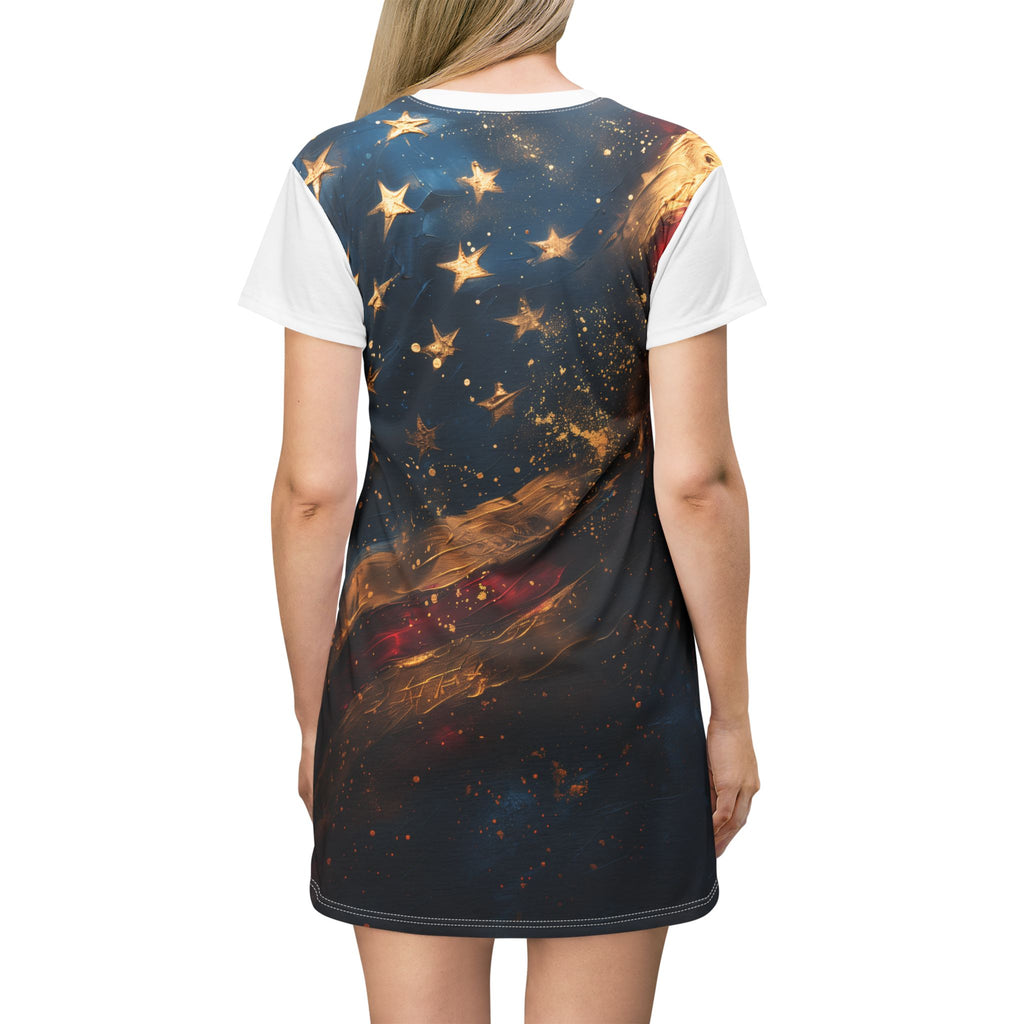 Patriotic Starry Flag T-Shirt Dress