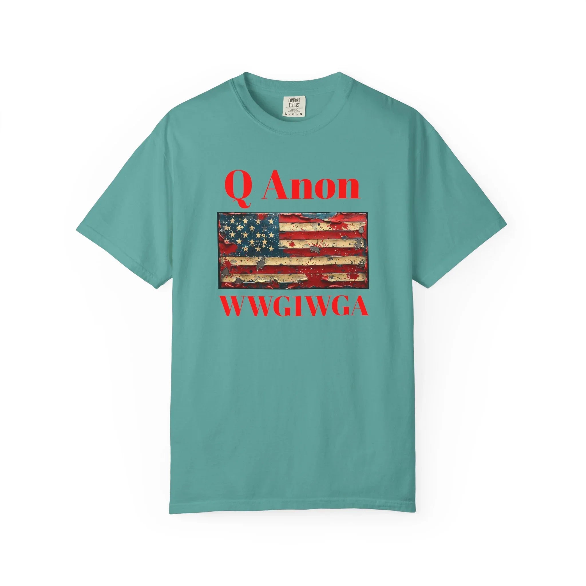 Q Anon WWG1WGA T-Shirt | American Flag Graphic Tee - 250 USA Celebration