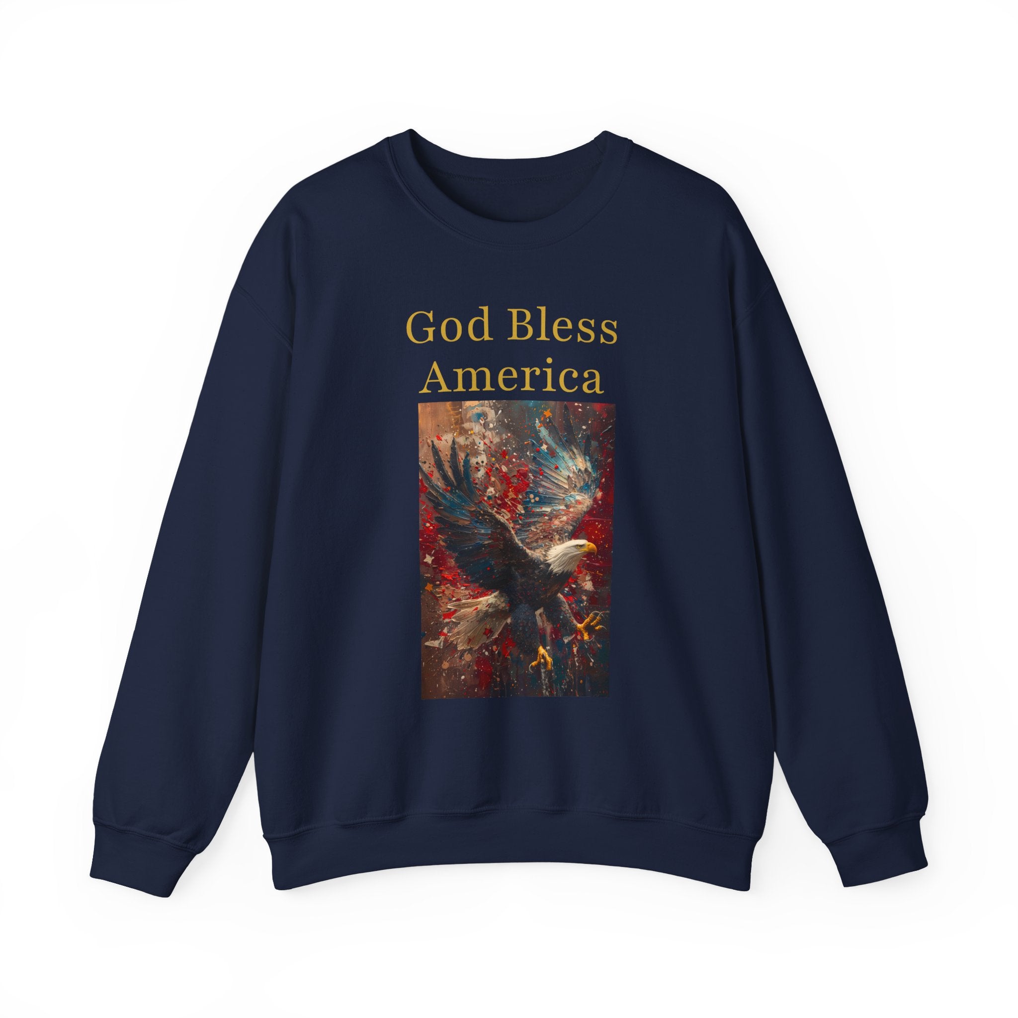 America 250: "God Bless America" Abstract Oil Eagle Hoodie - Patriotic Art Sweatshirt - God Bless America Unisex Crewneck, Gifts for Veterans, Fourth of July Apparel, Comfy Everyday Wear, Perfect...
