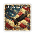 America First Eagle Square Sticker — Patriotic US Flag Decal for Laptops, Water Bottles & Cars