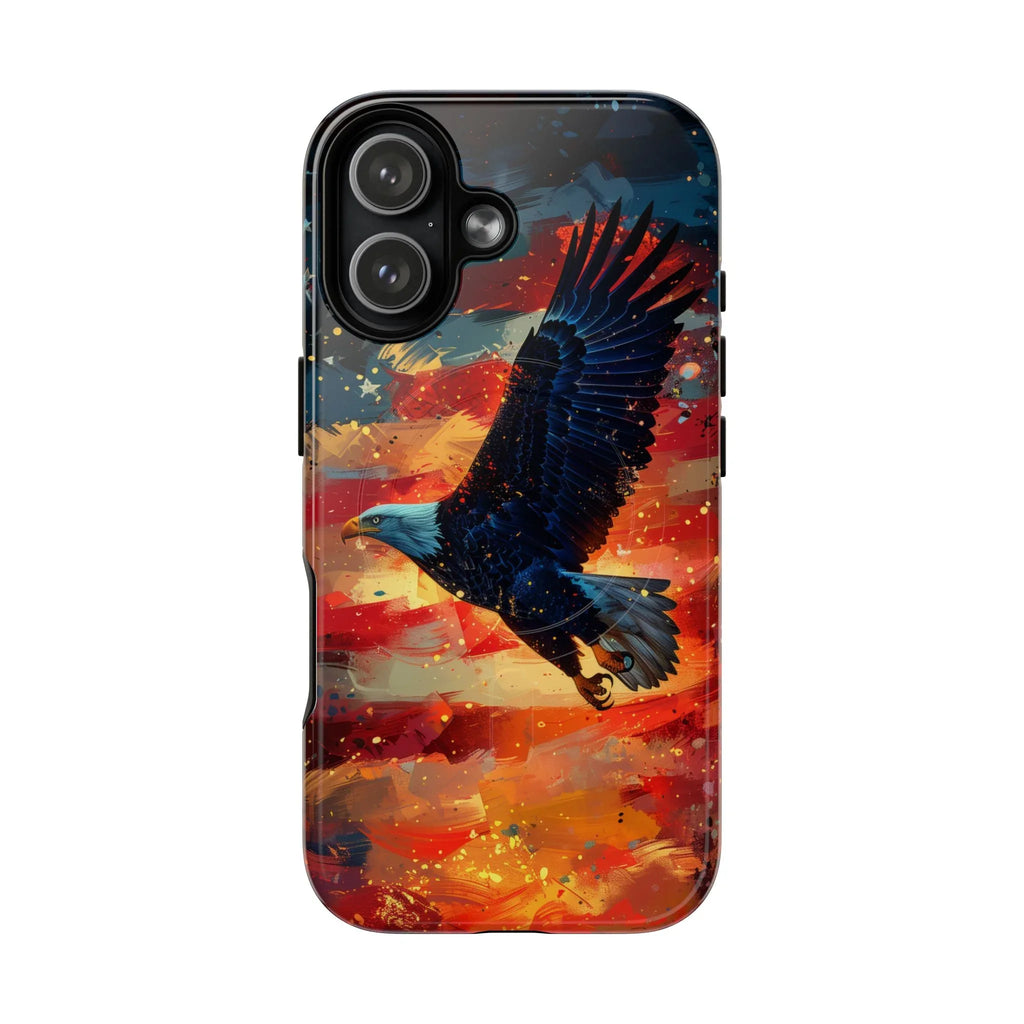 Eagle Flag Magnetic Phone Case, Patriotic iPhone Cover, Tough Cell Phone Cases, Gift for Veterans, Independence Day Accessories - 250 USA Celebration