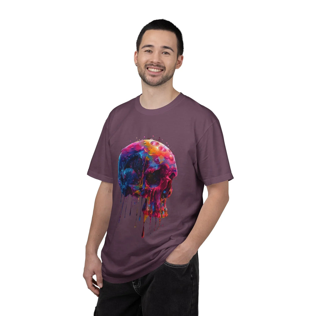 Colorful Drip Skull T-shirt | Watercolor Skull Shirt, Artistic Gothic Tee - 250 USA Celebration