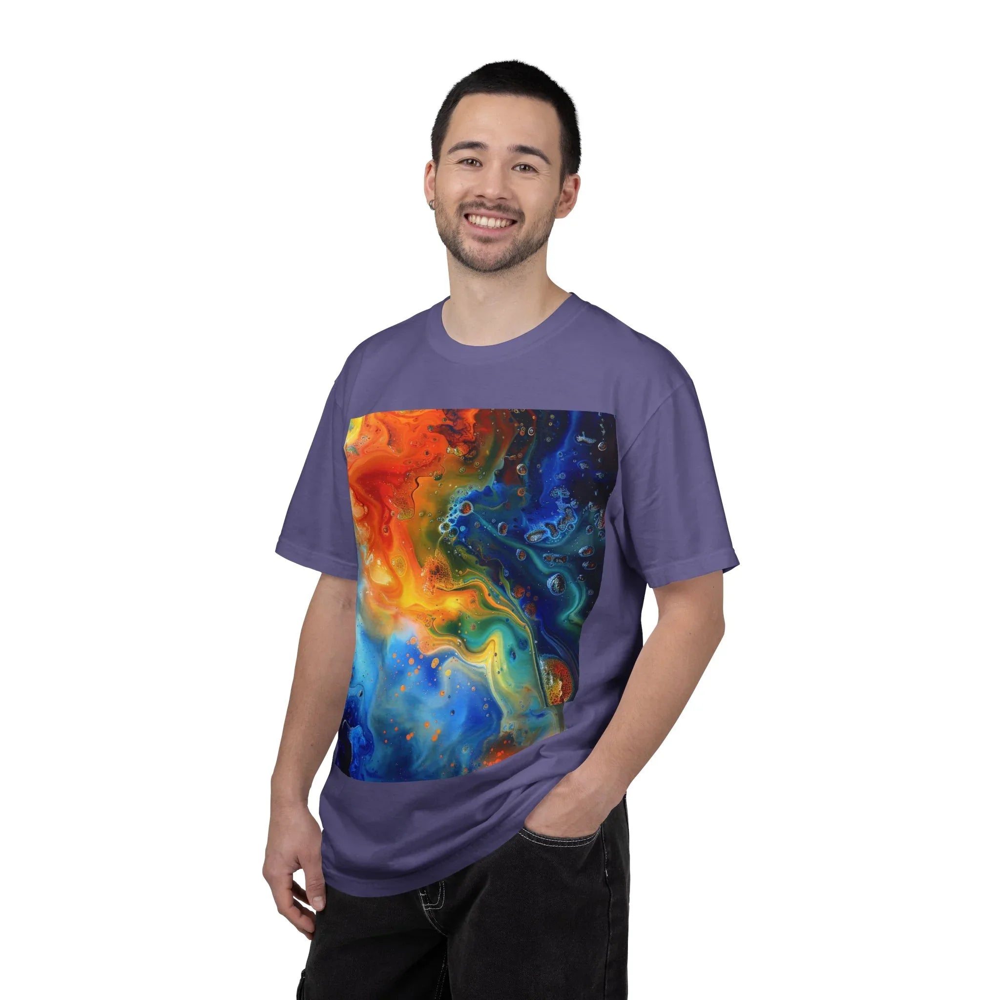 Colorful Abstract Swirl T-Shirt, psychedelic design blooms with surreal depth, blending free-flowing lines and bold swirls - 250 USA Celebration