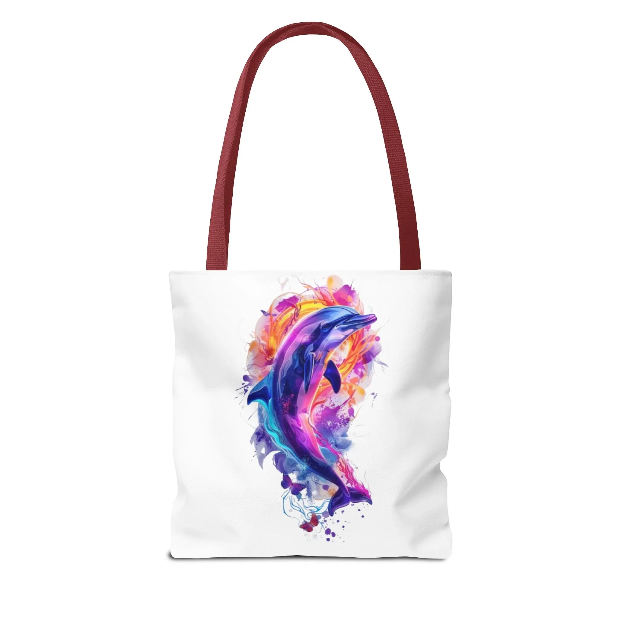 Colorful Watercolor Dolphin Tote Bag | Vibrant Splash Ocean Art - 250 USA Celebration
