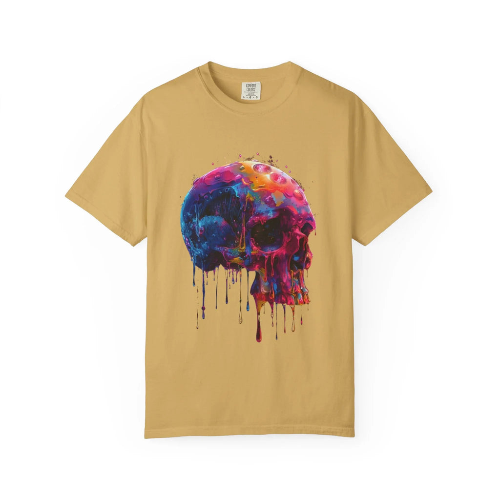 Colorful Drip Skull T-shirt | Watercolor Skull Shirt, Artistic Gothic Tee - 250 USA Celebration