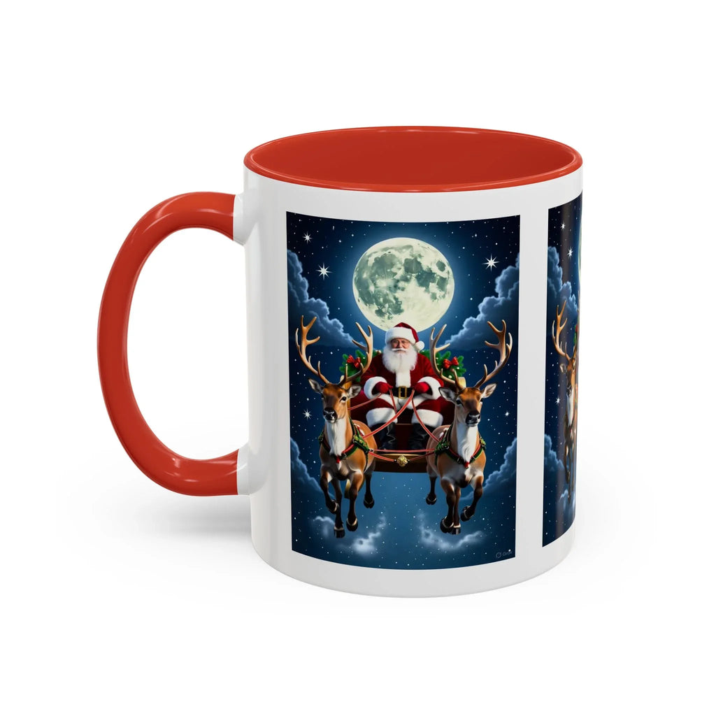 Santa Sleigh with Reindeer Coffee Mug | Christmas Moon Accent Mug - 250 USA Celebration