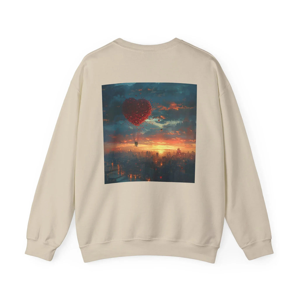 Love-themed Crewneck Sweatshirt, Valentines Day Sweatshirt, Heart Design Apparel, Valentine's Gift, Valentine's Day Women's Merchandise - 250 USA Celebration