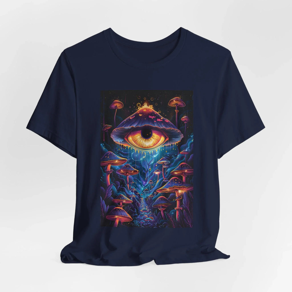 Glowing Third Eye Psychedelic Mushrooms T-Shirt | Neon Lava Lamp Blacklight - 250 USA Celebration