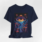 Glowing Third Eye Psychedelic Mushrooms T-Shirt | Neon Lava Lamp Blacklight - 250 USA Celebration