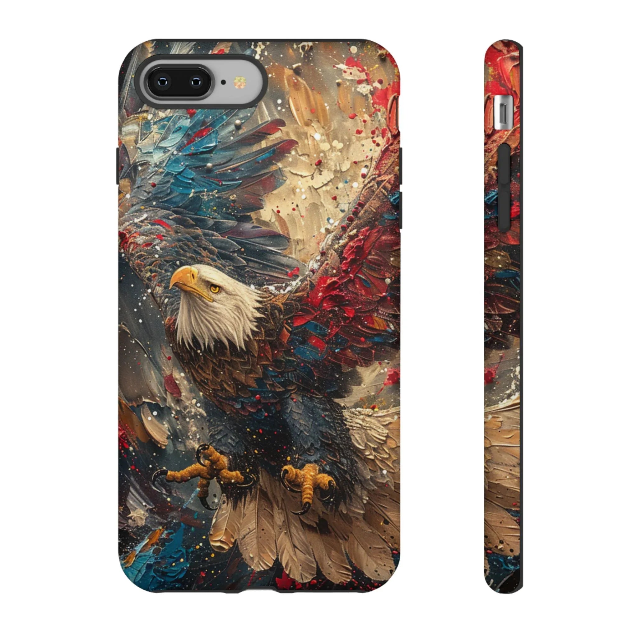 Patriotic Bald Eagle Tough Case | iPhone Phone Case, Red Blue Feather Art - 250 USA Celebration
