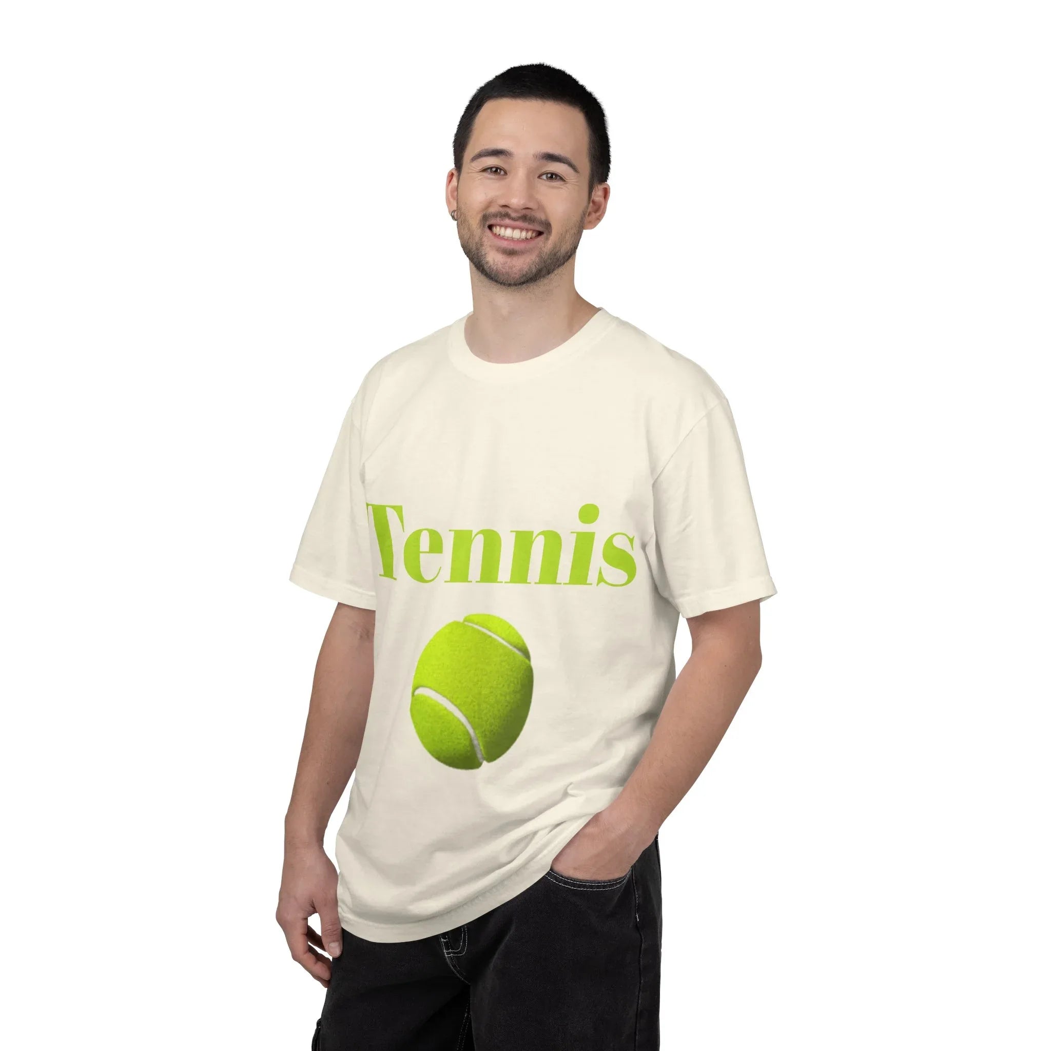 Tennis Ball Graphic Tee | Tennis Shirt, Neon Green Text - 250 USA Celebration