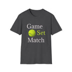Game Set Match T-Shirt | Tennis Ball Graphic Tee - 250 USA Celebration