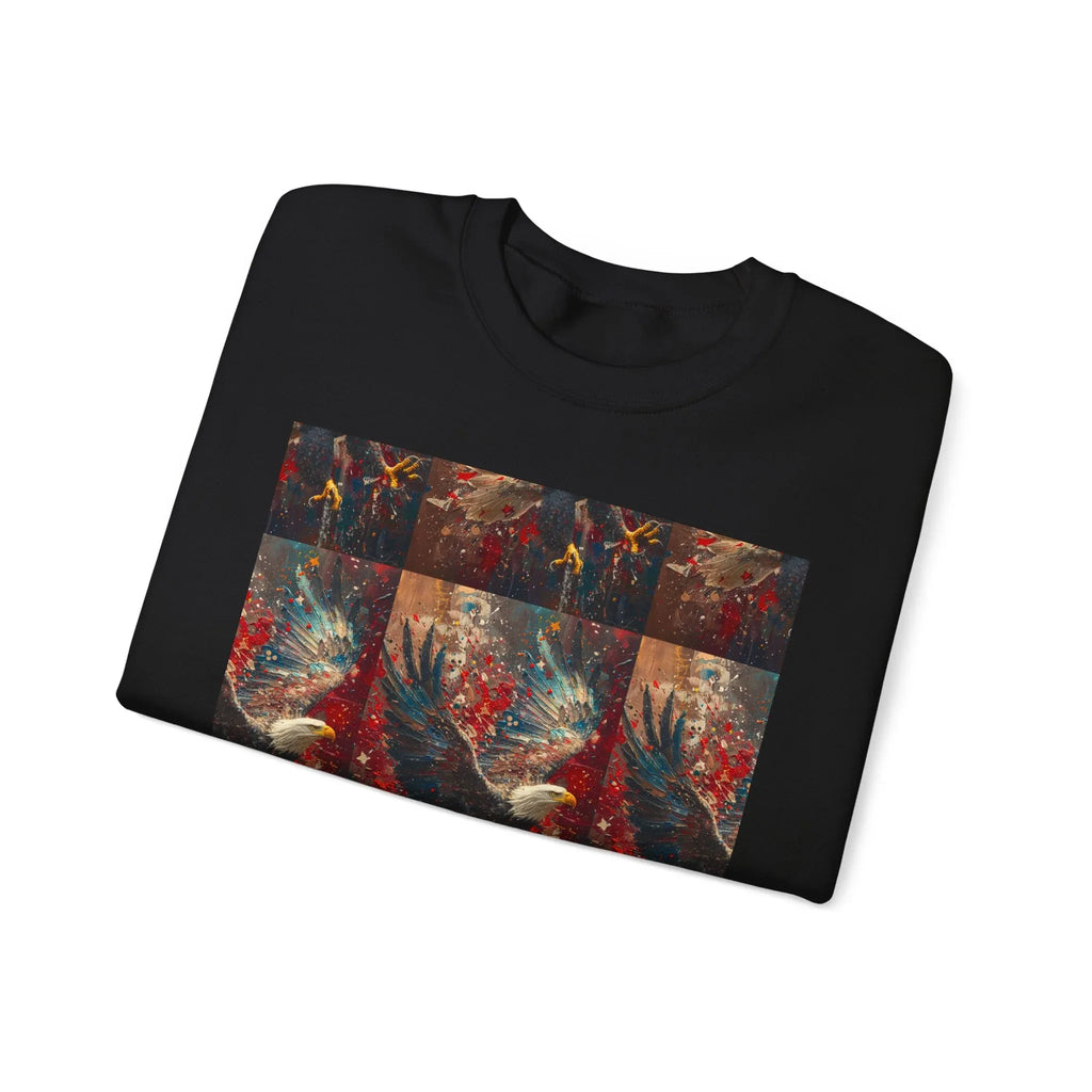 God Bless America Eagle Artwork crewneck sweatshirt | Patriotic eagle collage - 250 USA Celebration