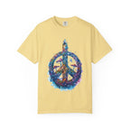 Psychedelic Mushroom Peace Sign T-Shirt | Neon Tie-Dye 60s Hippie Poster - 250 USA Celebration