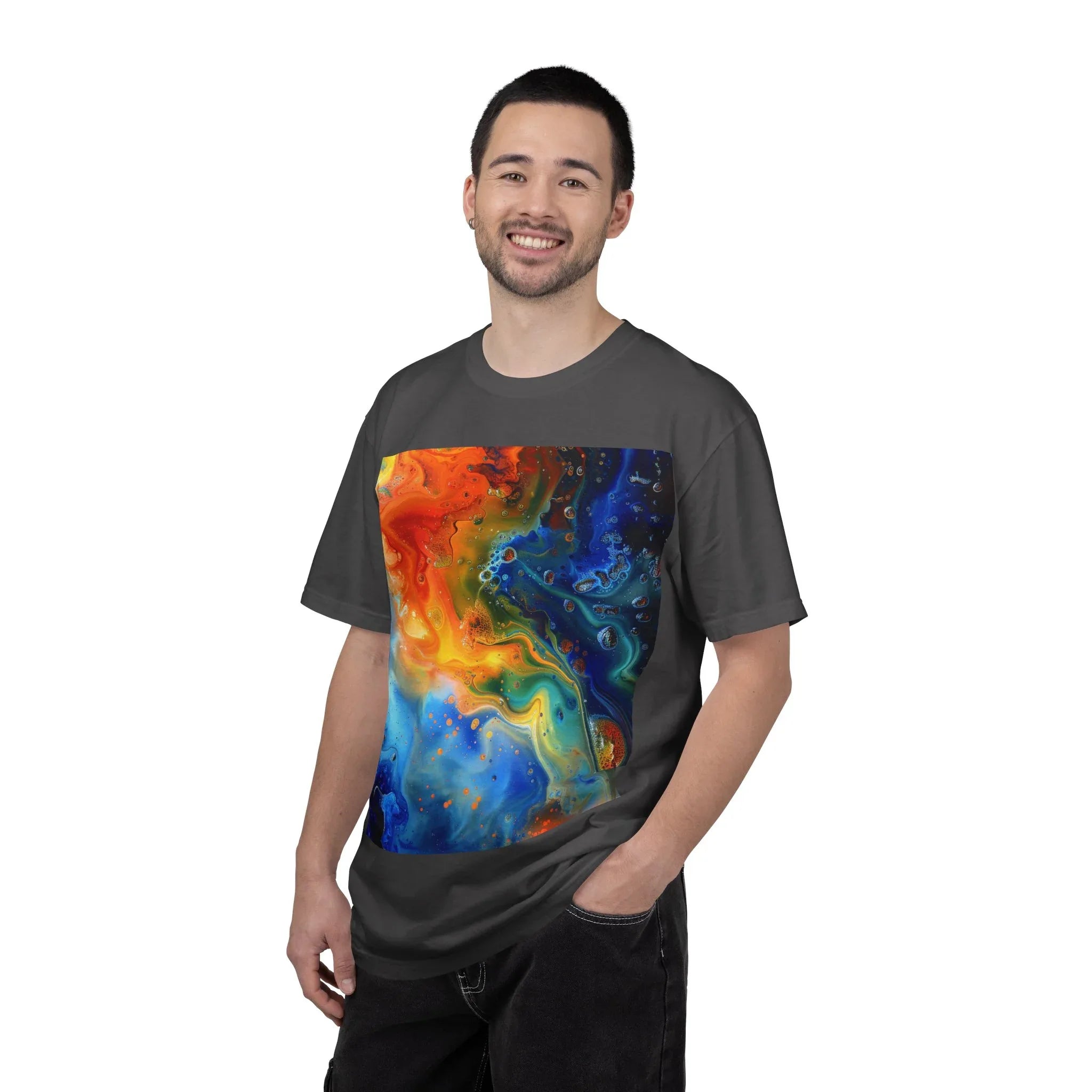 Colorful Abstract Swirl T-Shirt, psychedelic design blooms with surreal depth, blending free-flowing lines and bold swirls - 250 USA Celebration