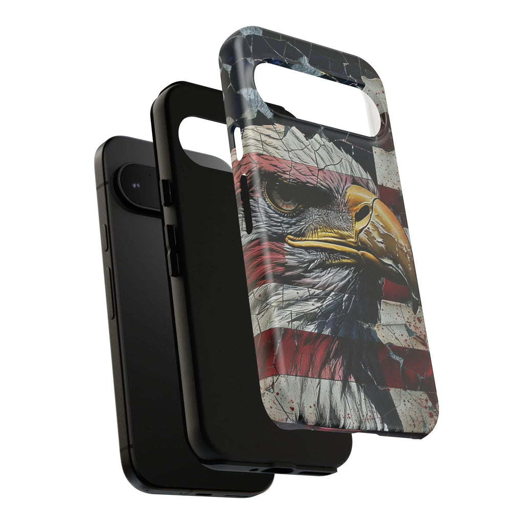 American Flag Bald Eagle phone case | Patriotic iPhone cover, cracked vintage flag design - 250 USA Celebration