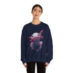 Pink Axolotl Illustration Sweatshirt | Cute Amphibian Art, Pastel Watercolor - 250 USA Celebration