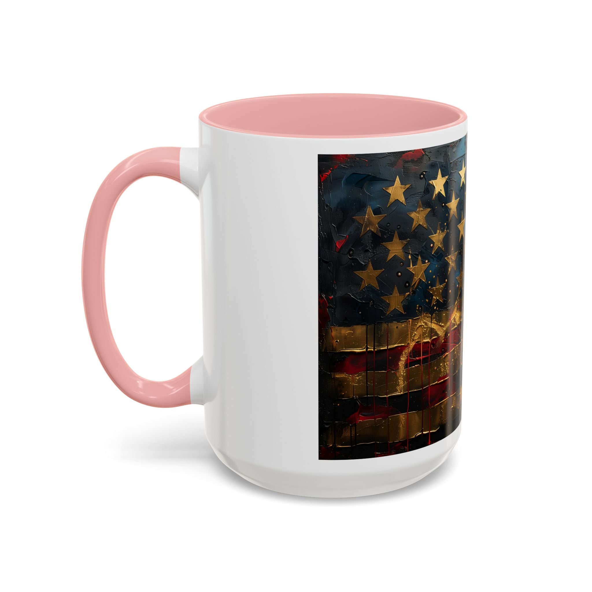 Distressed American Flag Accent Coffee Mug — Patriotic 11/15oz