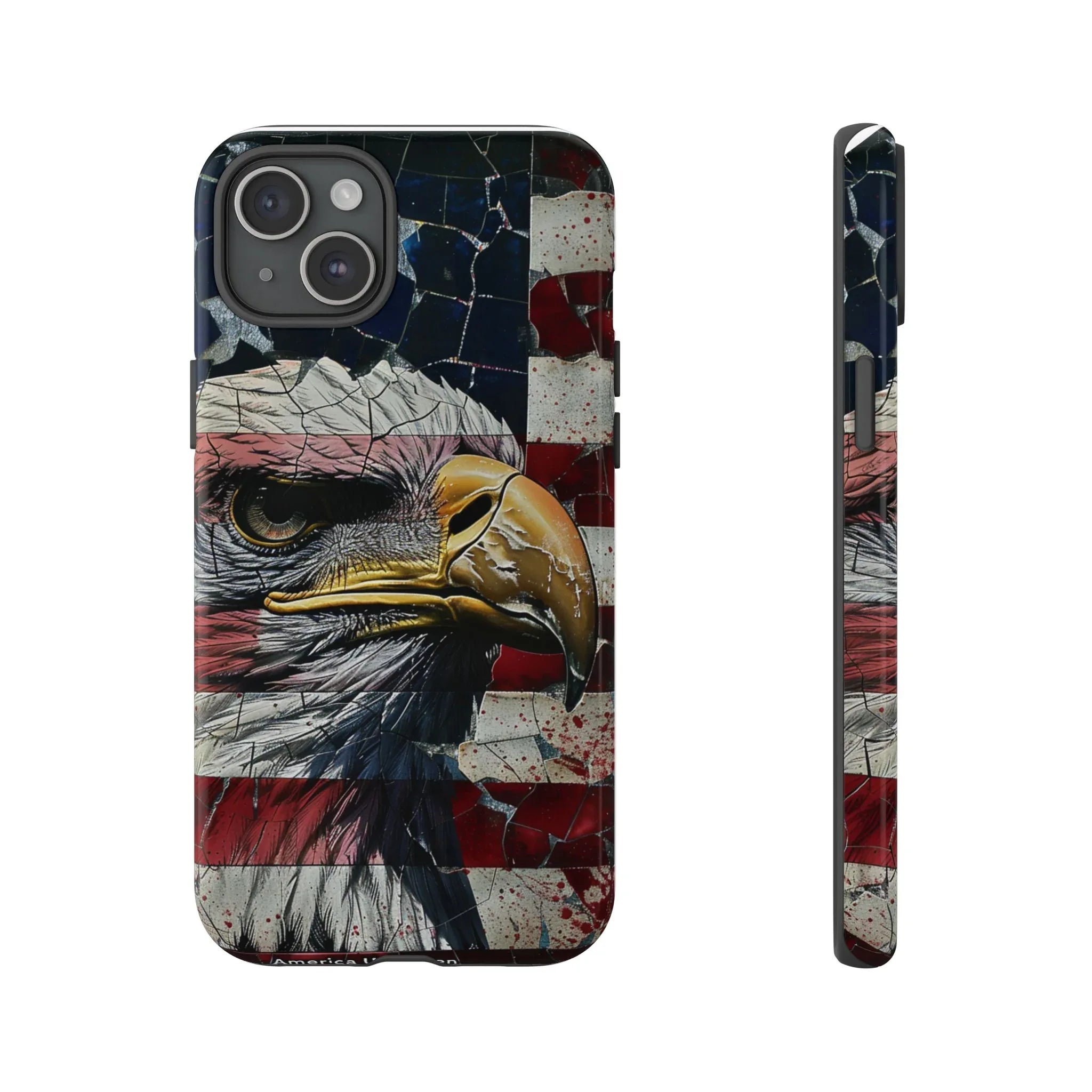 American Flag Bald Eagle phone case | Patriotic iPhone cover, cracked vintage flag design - 250 USA Celebration