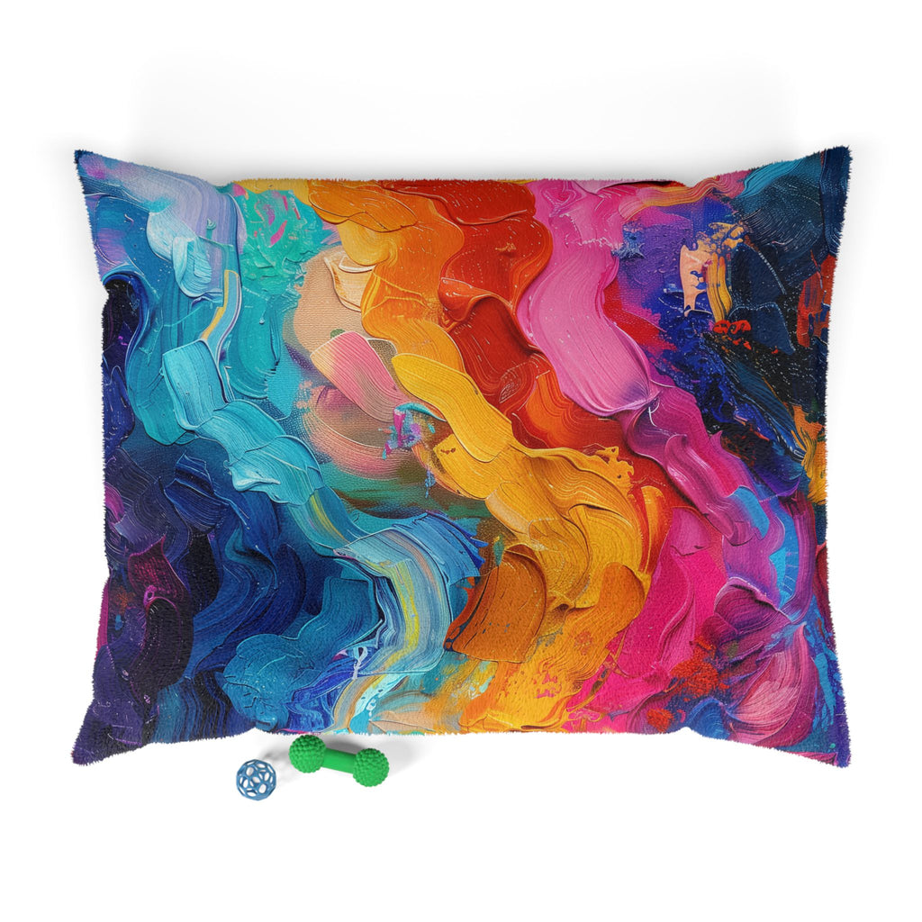 Abstract Rainbow Pet Bed — Colorful Swirl Dog & Cat Cushion